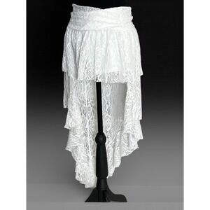 SHEIN White Lace High Low Skirt M Bridal Boho Festival Cottagecore